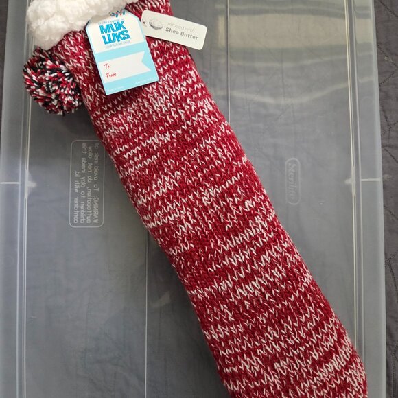 NWT MUK LUKS Women's Shea Butter Long Slipper Socks with Grips M/XL (8.5-11) - Picture 1 of 3